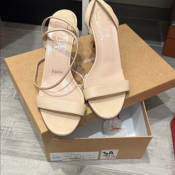 Christian Louboutin Nude Strappy Heels - Picture 1 of 6